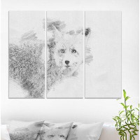 East Urban Home 'Black and White Fox Sketch' Drawing Print Multi-Piece Image on Wrapped Canvas