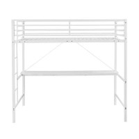 Isabelle & Max™ Alysa Metal Loft Bed Frame with Desk, Protective Guard Rails and Ladder