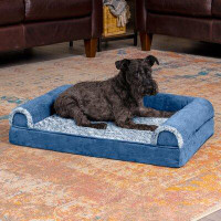 FurHaven Two-Tone Fur & Suede Full Support Orthopedic Sofa Bed