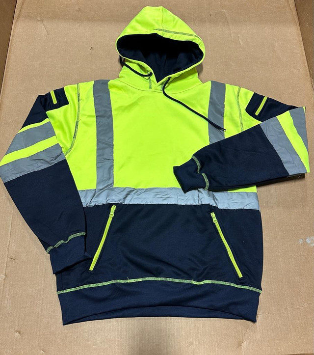 Work Hoodie, High Visibility &amp; Reflective Micro Fleece, Full Front Zipper, (Available in Stock) in Men's in Mississauga / Peel Region - Image 4
