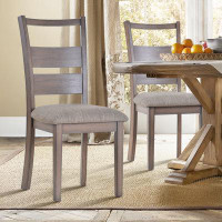 Winston Porter Shasa Ladderback Solid Wood Fabric Upholstered Dining Side Chair