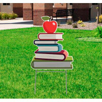 Trinx School Books with Apple on Top Yard Garden Stake