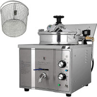 .110V 16L Commercial Electric Countertop Pressure Fryer 3000W Chicken Deep Fryer Machine Stainless Steel Fryer #022262