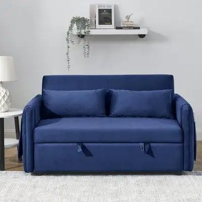 Latitude Run® Modern Convertible Sofa Bed With 2 Detachable Arm Pockets, Loveseat Sofa With Pull Out Bed