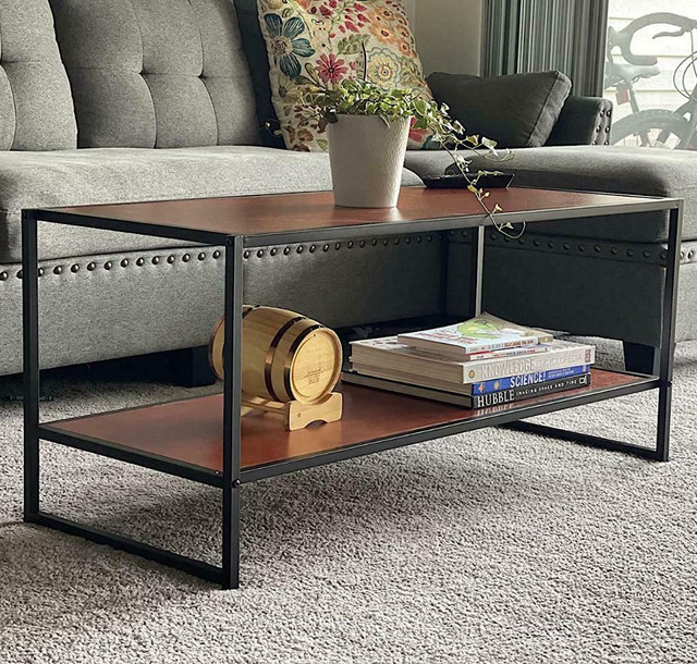 Modern Minimalistic Wood Metal Coffee Table Media TV Stand Console End Side Tables Nightstand Shelf in Coffee Tables