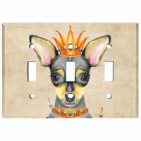 WorldAcc Metal Light Switch Plate Outlet Cover (Cute Chihuahua Dog Princess Crown - Single Toggle)