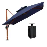 Arlmont & Co. Arlmont & Co. 120'' Outdoor Double Top Square Deluxe Patio Umbrella with Base in Ground