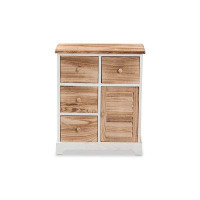 Lefancy.net Lefancy  Gella Rustic Transitional Two-Tone White and Oak Brown Finished Wood 4-Drawer Storage Unit
