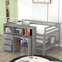 Harriet Bee Hermania Kids Full Loft Bed with Drawers