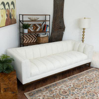 Latitude Run® Melissa Mid-Century White Boucle Modern Sofa White Boucle