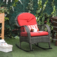 Rattan Rocking Chair 28.75"x33.75"x38.25" Red