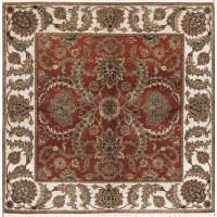 Bokara Rug Co., Inc. Hand-Knotted High-Quality Rust and Ivory Square Area Rug