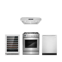 Cosmo Cosmo 4 Piece Kitchen Appliance Package with 30'' Gas Freestanding Range , Built-In Dishwasher , Under Cabinet Ran