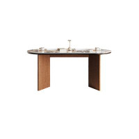 Hokku Designs Sintered stone dining table oval solid wood