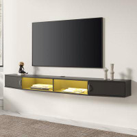 Wrought Studio Wrought Studio™ 70" Floating TV Shelf With Yellow Led Light, Wall Mounted TV Stand, Media Console Stand W