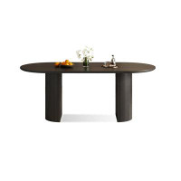 Hokku Designs 70.87" Black Rock Beam+Solid Wood Dining Table