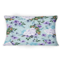 East Urban Home White And Orange Flowers On Light Blue -1 Patterned Printed Throw Pillow
