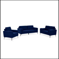 Orren Ellis 3 Piece Living Room Sofa Set, Including Sofa, Loveseat And Sofa Chair With 2 Pillows