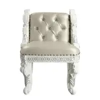 Rosdorf Park Vanity Stool With Nailhead Trim And Queen Aafrin Legs, White