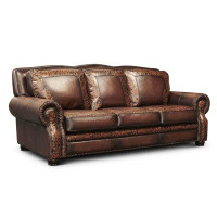 Eleanor Rigby Balmoral 99" Genuine Leather Rolled Arm Sofa