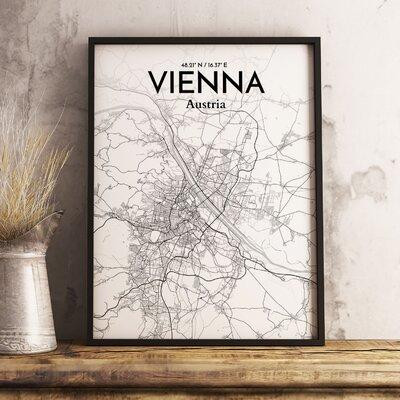Wrought Studio 'Vienna City Map' Graphic Art Print Poster in Tones in Arts & Collectibles