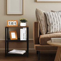 17 Stories 3-layer Nightstand Side Table with Wheels Brown Single