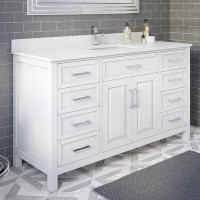 Wildon Home® Domela 60" W x 22" x 35" H Single Sink Vanity with Power Bar and Drawer Organizer