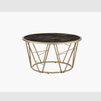 Mercer41 Coffee Table, Faux Black Marble Glass & Champagne Finish