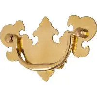 UNIQANTIQ HARDWARE SUPPLY Chippendale Polished Brass Drawer Bail Pull ( Centers: 3" )