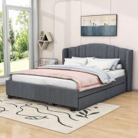 Latitude Run® Upholstered Platform Bed with 2 Drawers and Twin Size Trundle