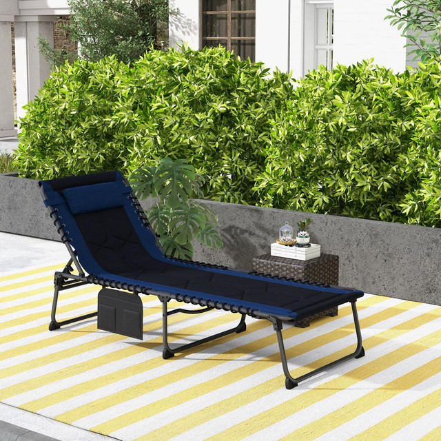 Sun Lounger 26.8" x 74.4" x 14.2" Blue in Patio & Garden Furniture