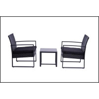 Latitude Run® 3 Pieces Patio Set Outdoor Wicker Patio Furniture Sets Modern Set Rattan Chair Conversation
