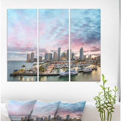 East Urban Home 'Downtown Miami at Sunset Florida' Photographic Print Multi-Piece Image on Wrapped Canvas in Arts & Collectibles