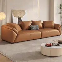 Crafts Design Trade 110.24" Orange Genuine Leather Modular Sofa cushion couch