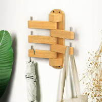 Latitude Run® Coat Rack Wall Hooks, Wall Hooks Made Of Pure Solid Bamboo, Robust, Beautiful & Personalized Wall Mounted