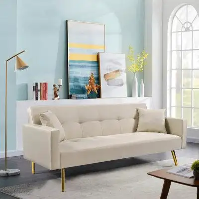 ExpressThrough Velvet Convertible Folding Futon Sofa Bed