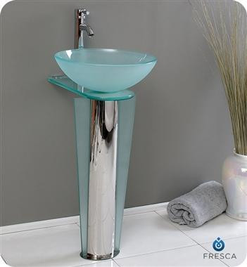 Vitale 16.5 Inch Modern Glass Bathroom Pedestal in Cabinets & Countertops