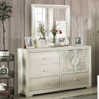 Bungalow Rose Rileey 4 Drawer 63.5" Solid Wood Combo Dresser