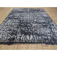 Isabelline One-of-a-Kind Dowling Hand-Knotted Black 7'11" x 9'10" Rectangle Area Rug