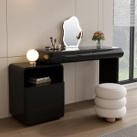 Orren Ellis 39.37"Black dresser with cabinet and stool