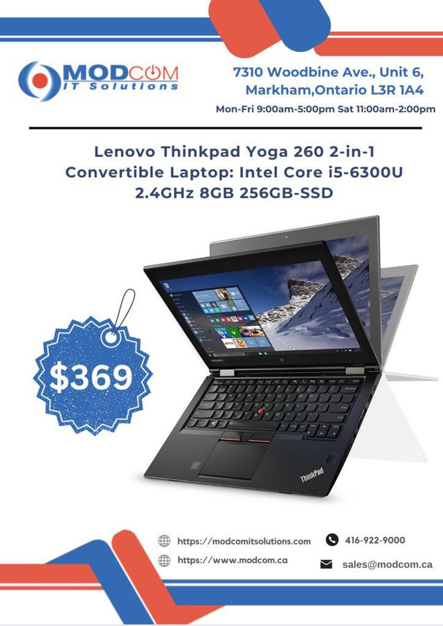 Lenovo Thinkpad Yoga 260 12.5-inch 2-in-1 Convertible Laptop OFF Lease FOR SALE-Intel Core i5-6300U 2.4GHz 8GB 256GB-SSD in Laptops