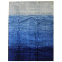Landry & Arcari Rugs and Carpeting Gabbeh One-of-a-Kind 6'9" x 9'9" Wool Area Rug in Light Blue/Dark Blue/Grey