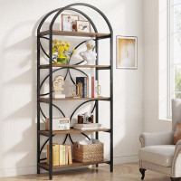 17 Stories 5 Tier Open Bookshelf, 75 Inch Tall Arched Bookcase Shelf