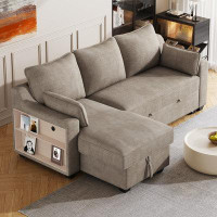 Latitude Run® Pull Out Sleeper Sofa L-Shaped Couch Convertible Sofa Bed With Storage Chaise