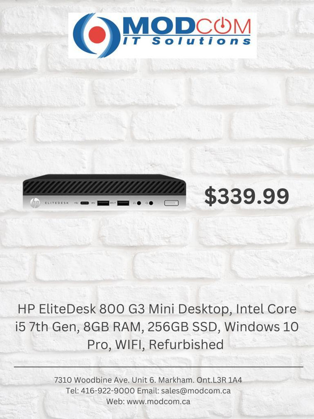 PC Sale Alert - HP EliteDesk 800 G3 Mini Desktop, Intel Core i5 7th Gen, 8GB RAM, 256GB SSD, Windows 10 Pro, WIFI in Desktop Computers