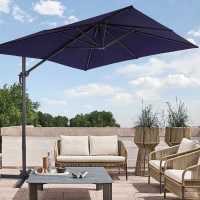 Arlmont & Co. Luxury Shade: 10×8FT Cantilever Umbrella with Solution-Dyed Fabric Aluminum Frame and 360° Rotation
