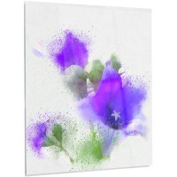 Design Art 'Bouquet of Blue Watercolor Flowers' Painting Print on Metal