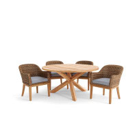 Winston Truss Dining Set with All-Natural 60-inch Dining Table, 4 Dining Chairs