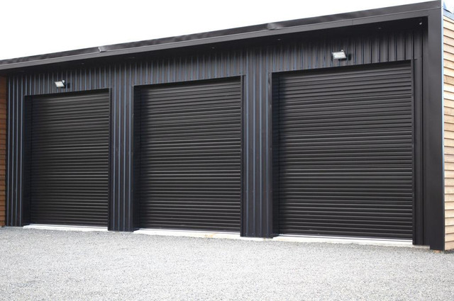 Over Stocked Roll-Up Doors 8 6 Wide x 8 High BLACK Doors Must Go! in Garage Doors & Openers in Alberta
