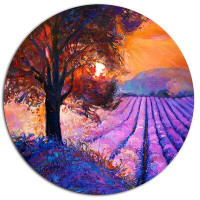 Design Art 'Majestic Lavender Field and Tree' Photographic Print on Metal